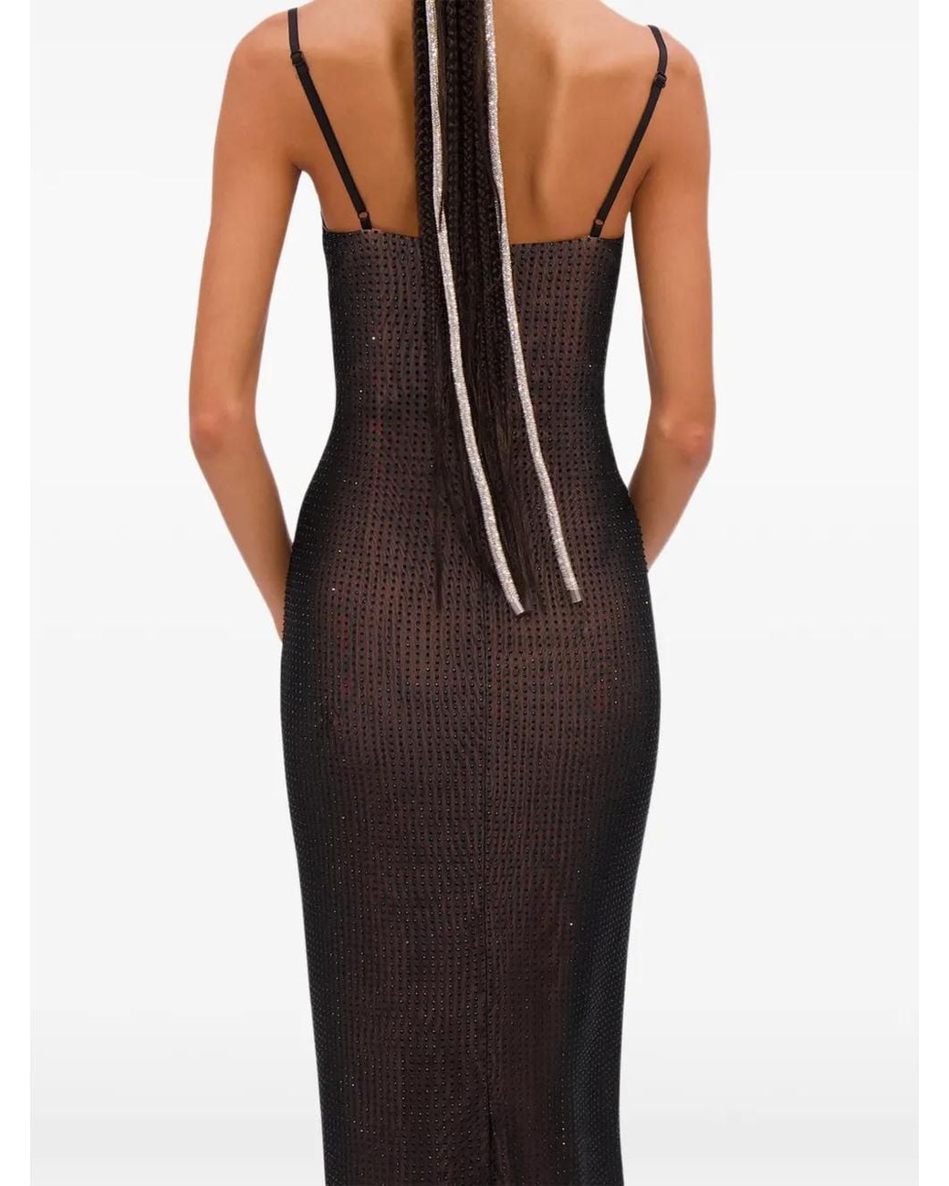 Area Brown Hotfix-Embellishment Maxi Dress