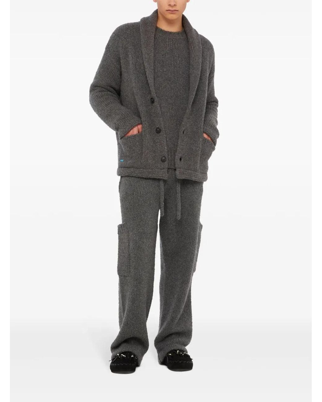 Alanui Gray Finest Ribbed Cardigan for men