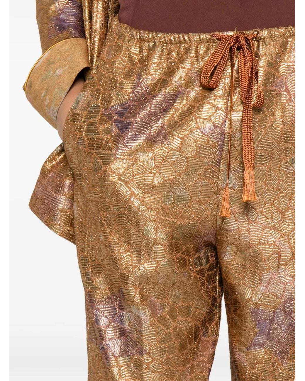 Forte_forte Natural Les Folies Jacquard-Patterned Drawstring-Waist Trousers