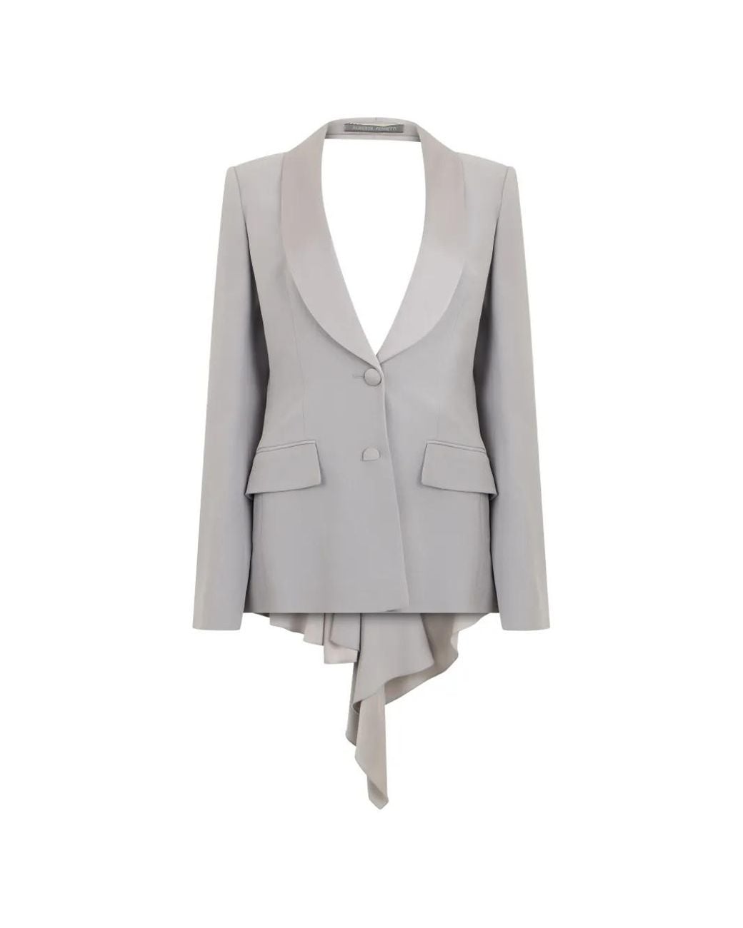 Alberta Ferretti Gray Asymmetric-Hem Blazer