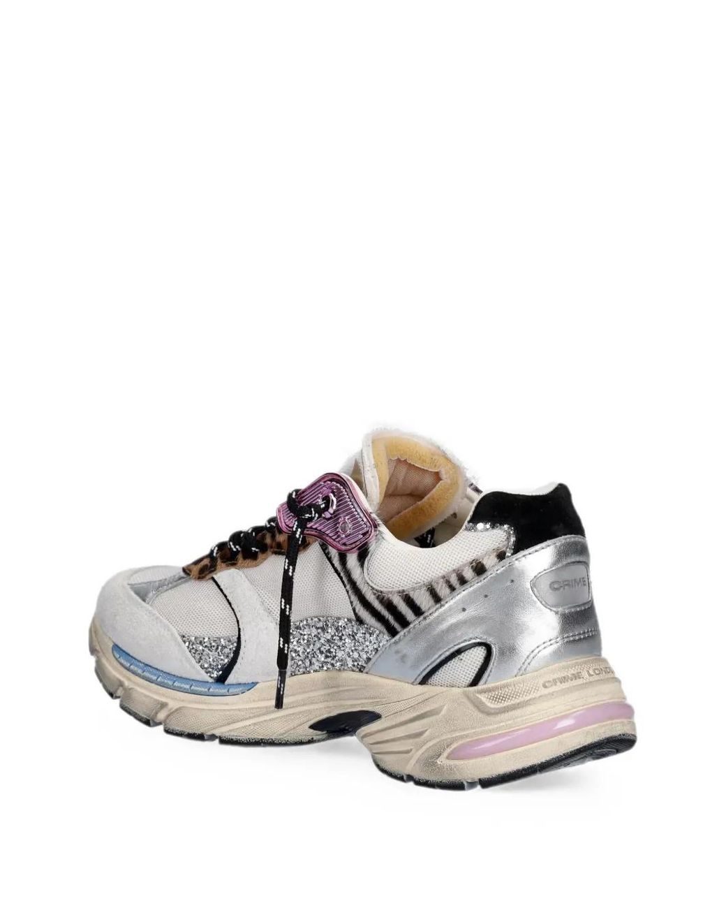 Crime London White Fugitive 9094 Glitter-Details Sneakers