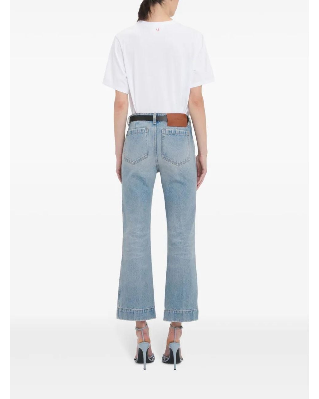 Victoria Beckham Blue Cropped Jeans With Concealed Fly And Modern Silhouette