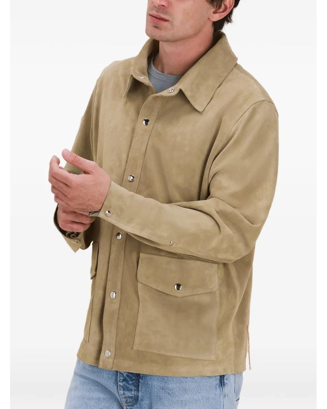 Fortela Natural Patch-Pocket Suede Jacket for men