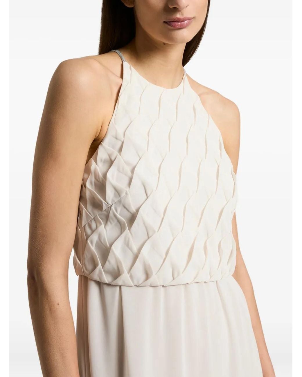 Peserico Natural Pleated Maxi Dress