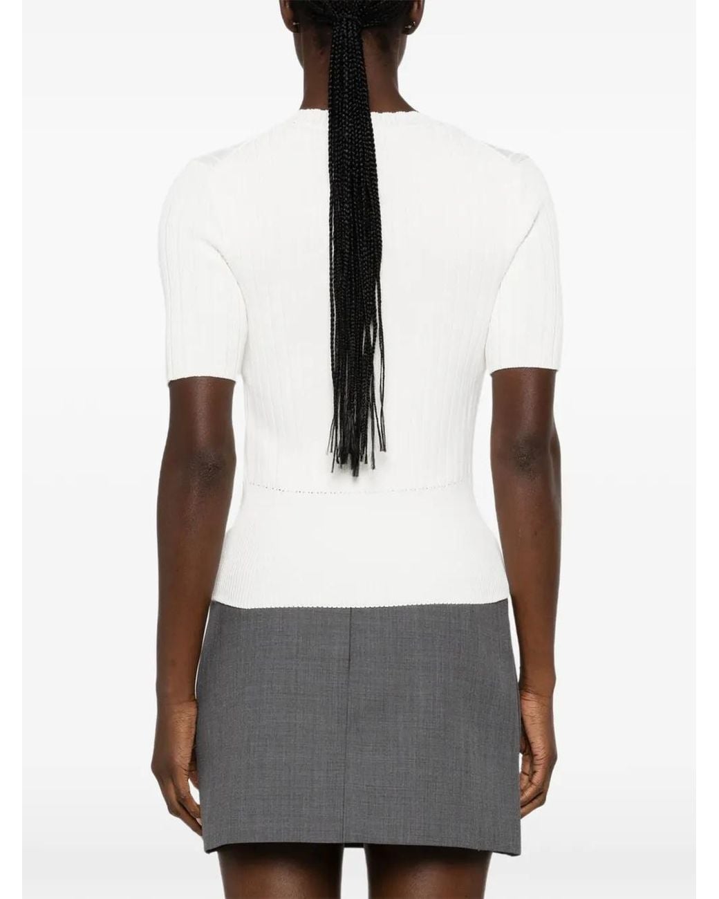 Lacoste White Gerippter Strickpullover