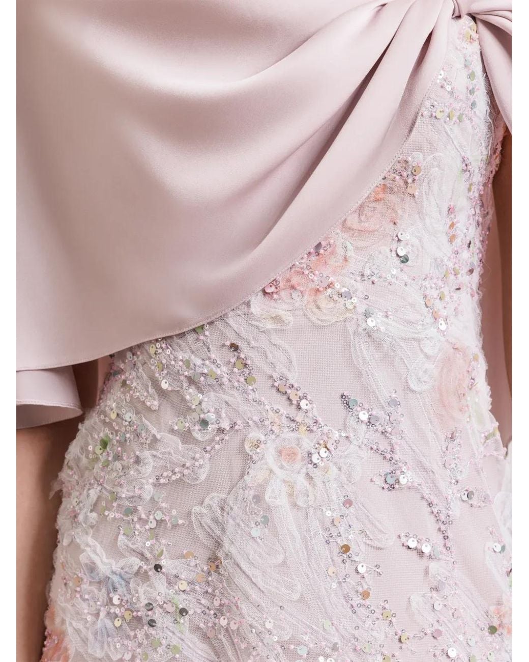 Gemy Maalouf Pink Embroidery Sleeve Maxi Dress
