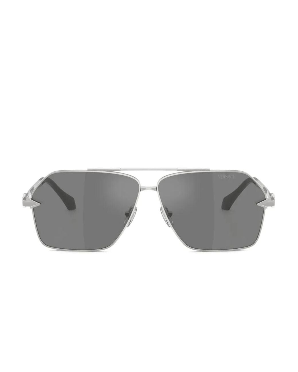 Versace Gray Pilot-Frame Sunglasses for men