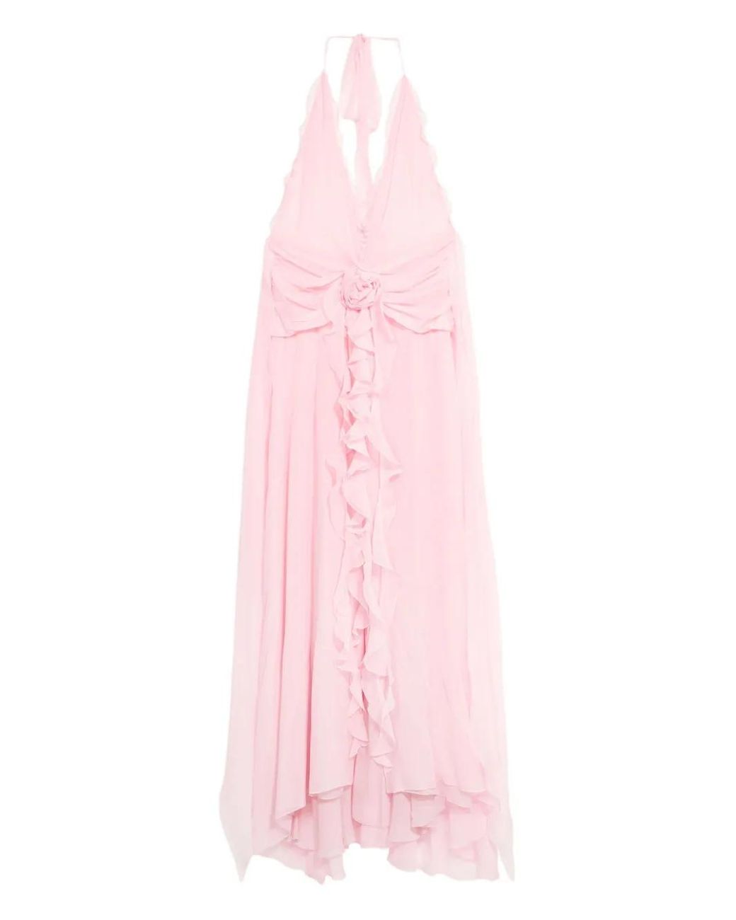 Blumarine Rose-Embellished Ruffled Maxi Dress in Pink | Lyst