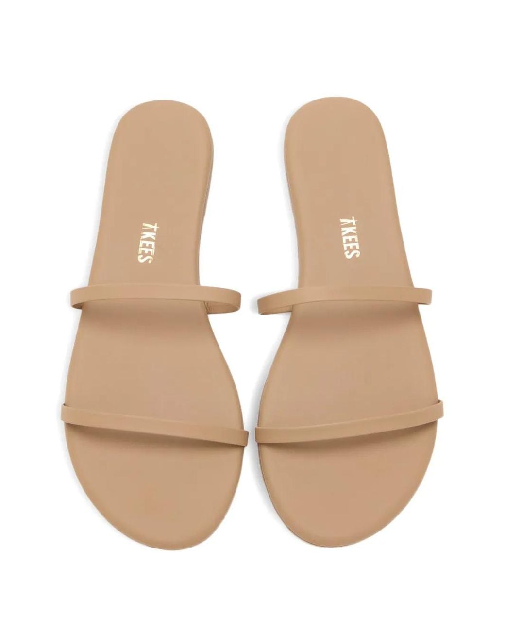 TKEES Brown Double-Strap Flat Sandals