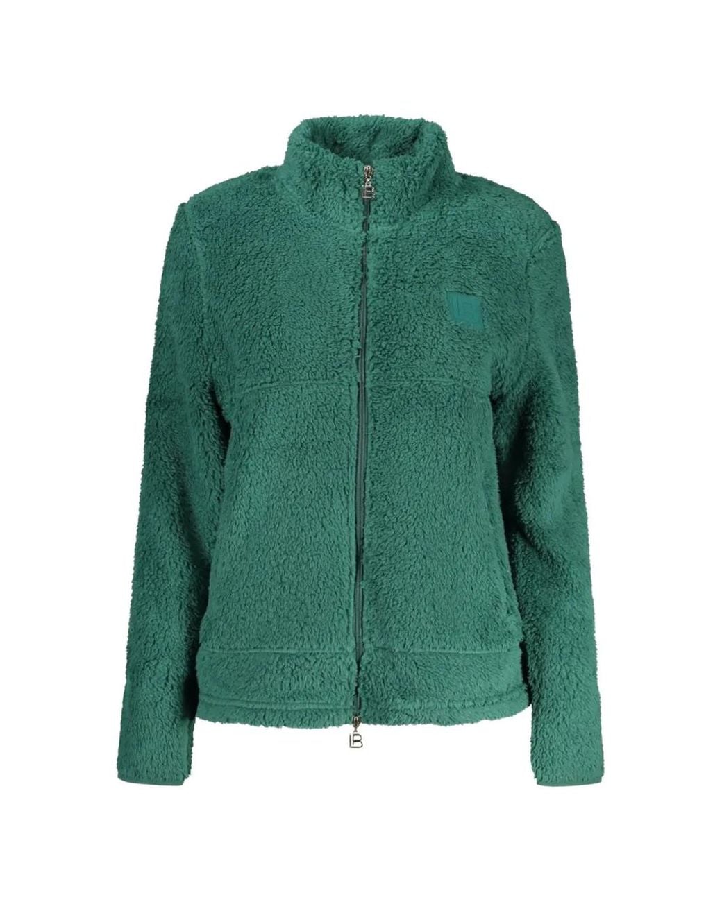 Laura Biagiotti Green Zip-Up Fleece-Texture Cardigan