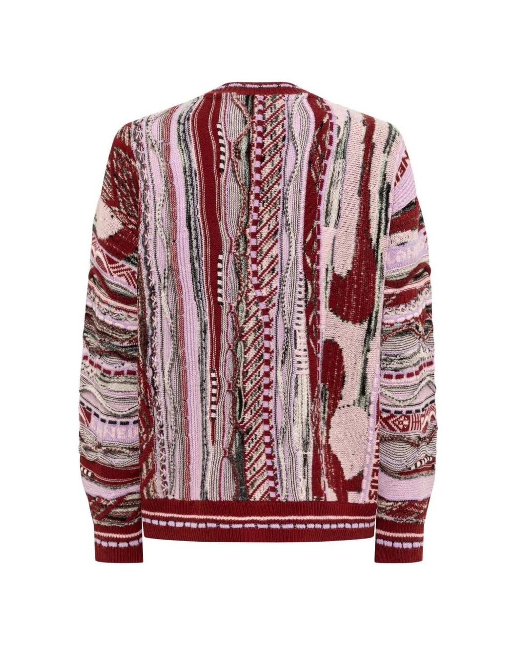 Laneus Red Jacquard-Knit Cardigan for men