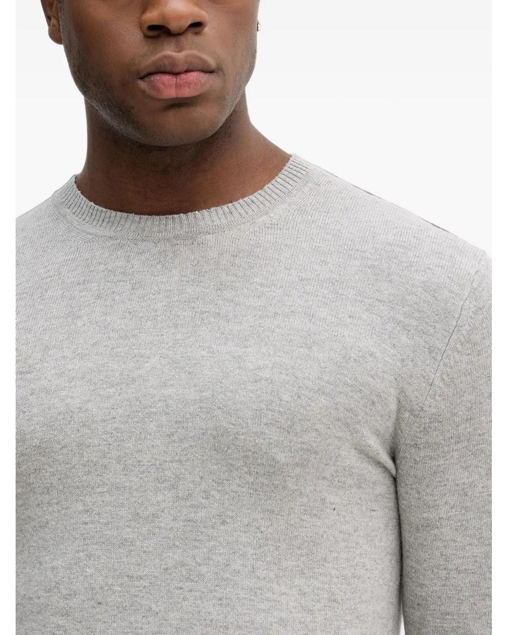 Sisley Gray Pull À Bords Côtelés for men