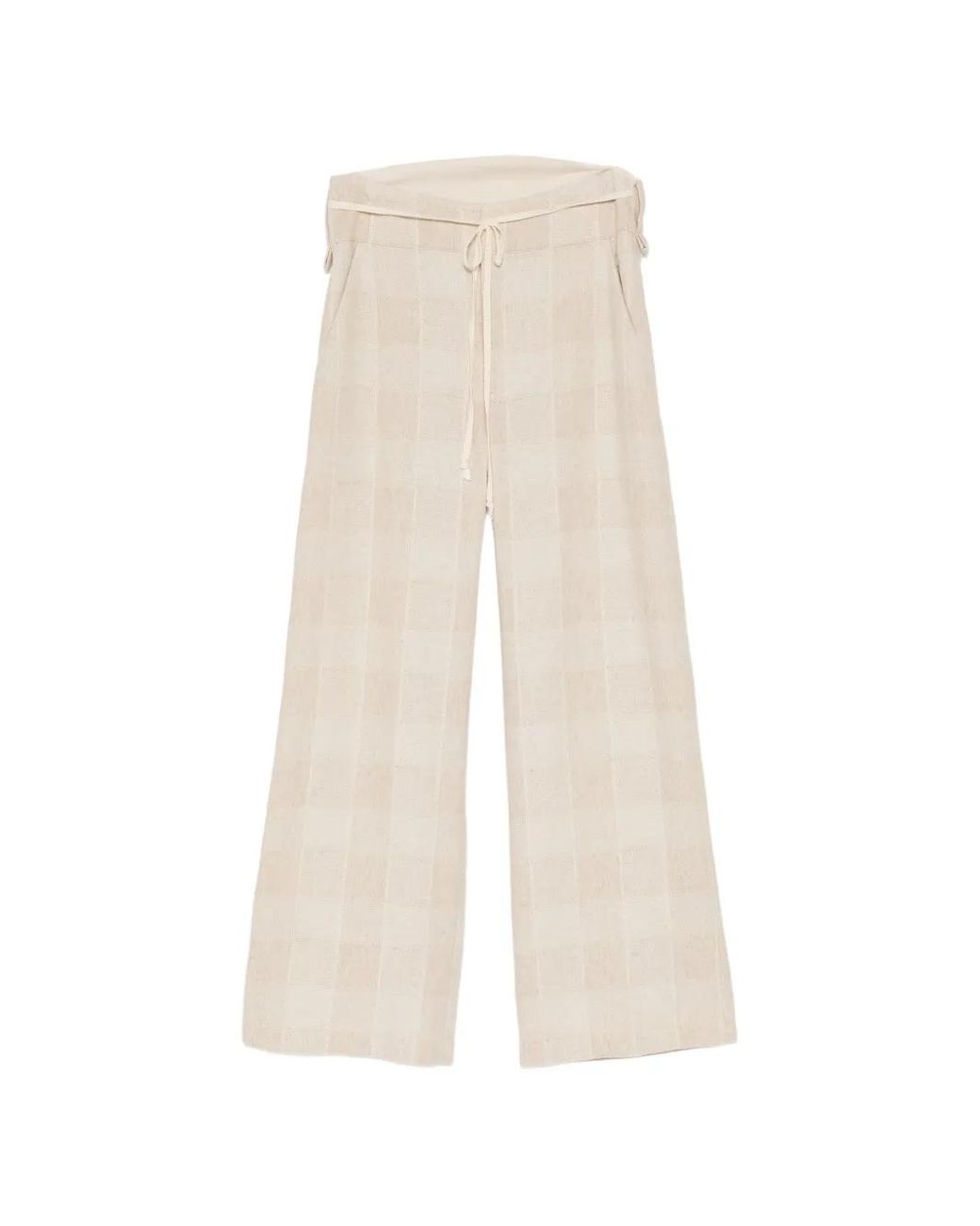 young n sang White Check-Pattern Drawstring Trousers for men