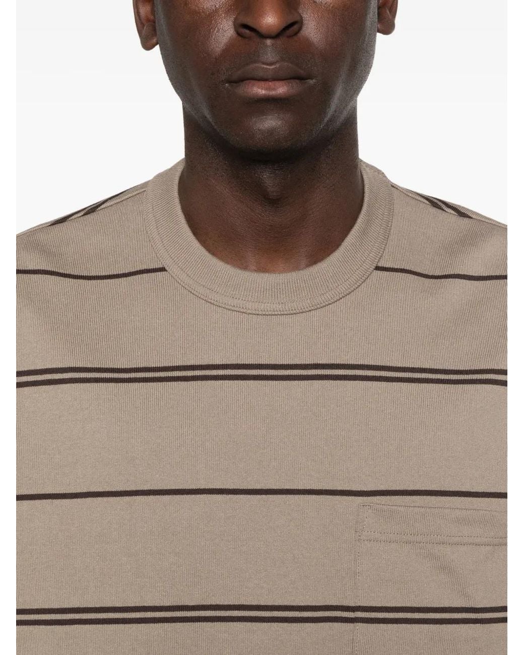Comme des Garçons Gray Striped Chest-Pocket T-Shirt for men
