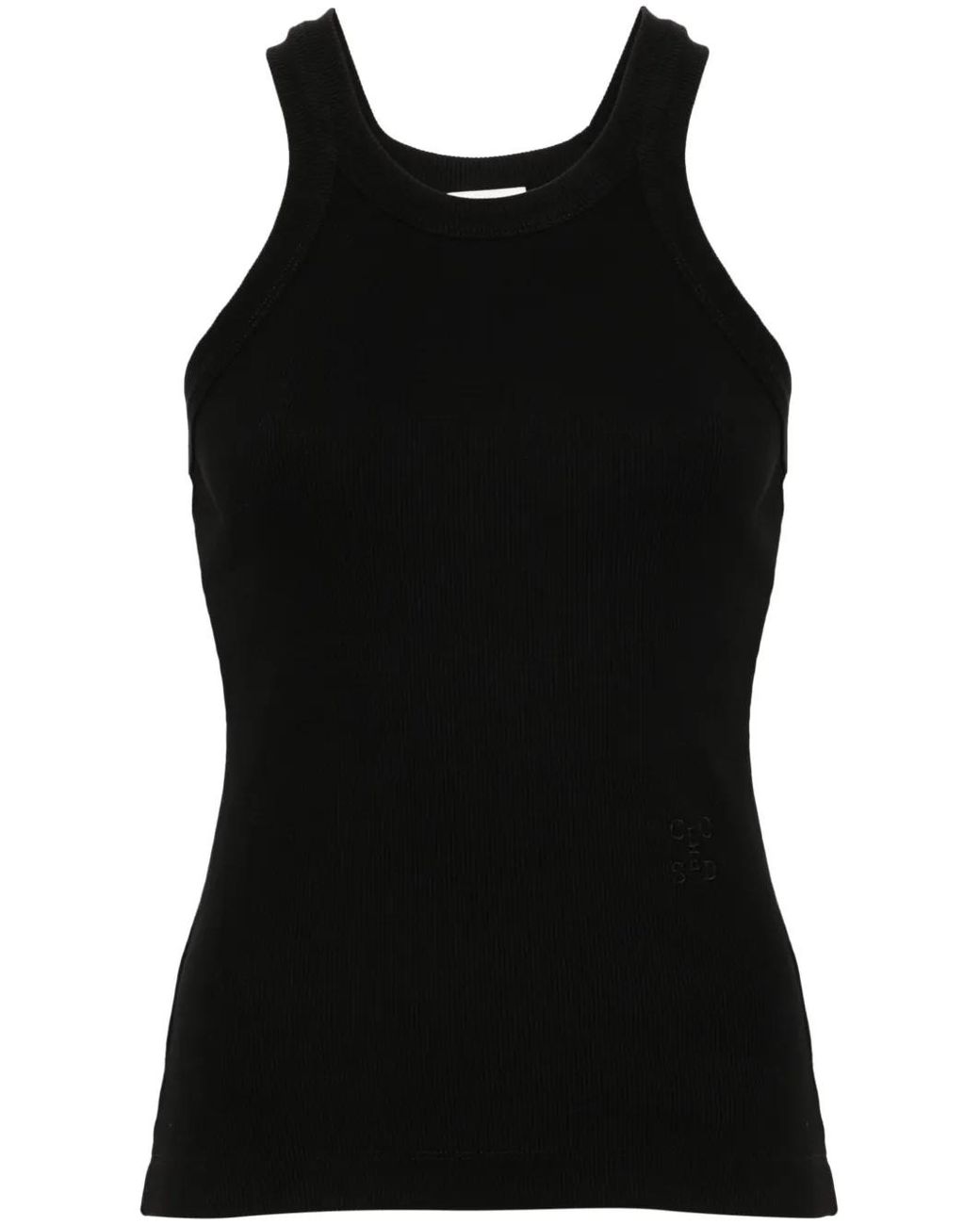 Closed Black Logo-Embroide Ribbed Tank Top