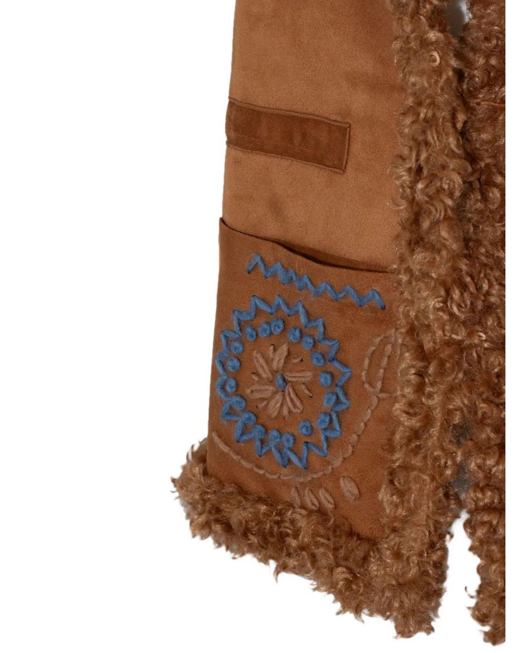 Chaleco Teddy Reversible Bordado PHO® Firenze de color Brown