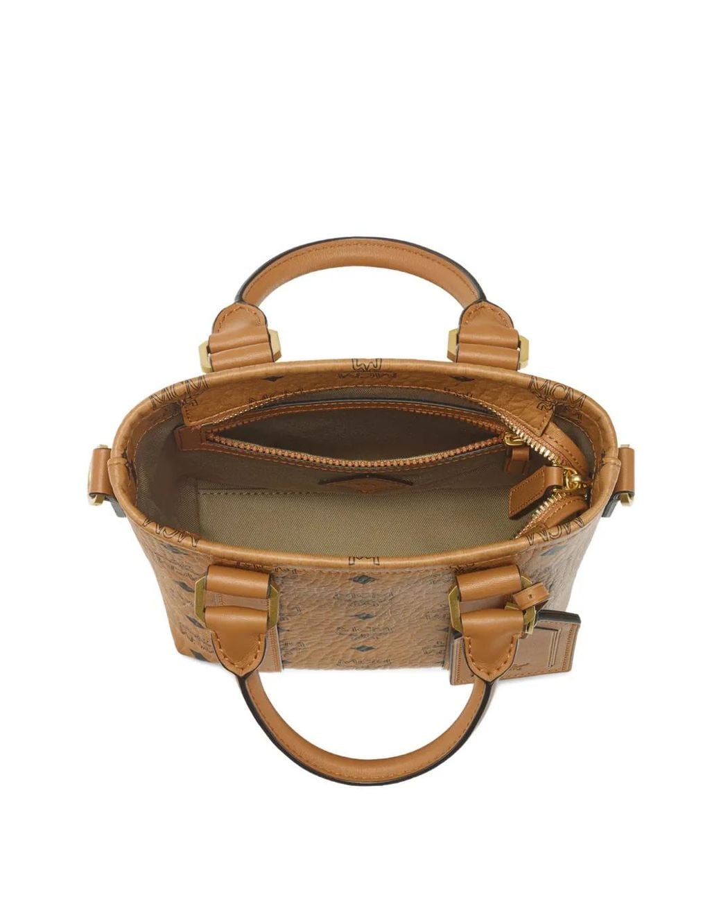 MCM Brown Mini Aren Print Tote Bag