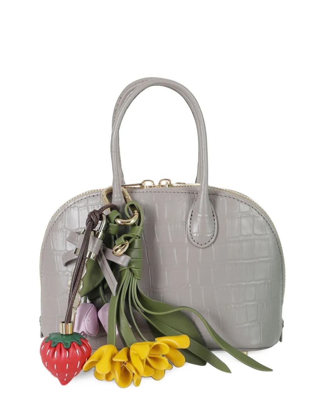 Self-Portrait Gray Embossed Leather Mini Bag