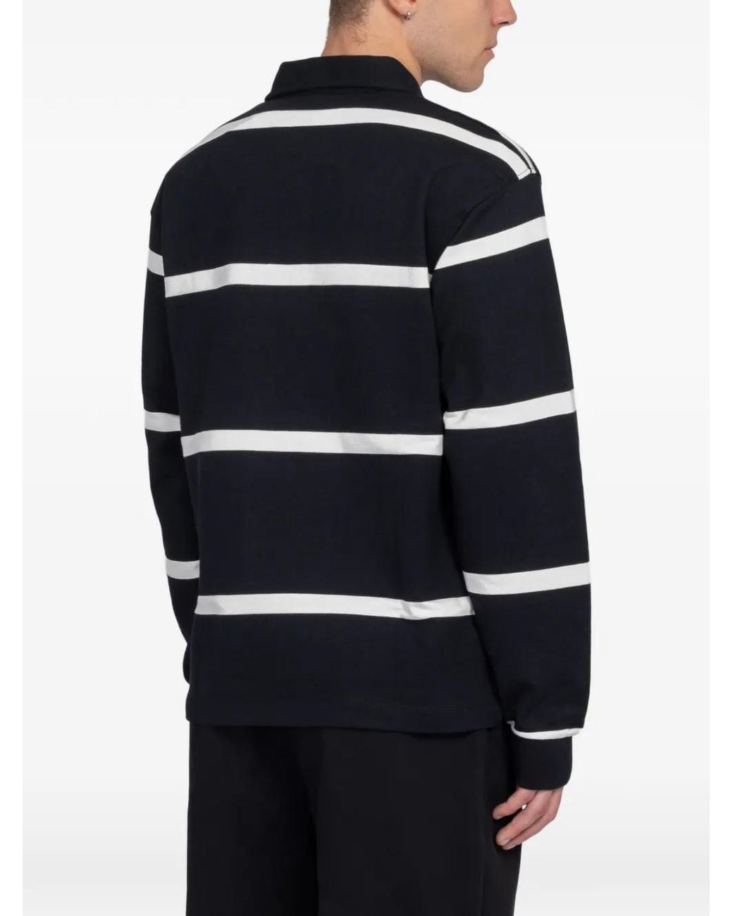 Minimum Blue Tate Striped Long-Sleeved Polo Shirt for men