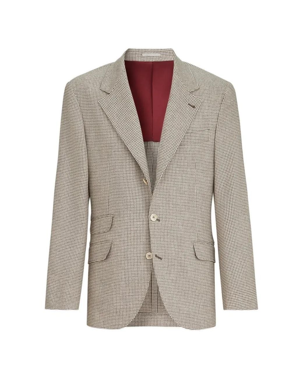 Brunello Cucinelli Natural Wool, Alpaca And Silk Houndstooth Deconstructed Cavallo Blazer for men