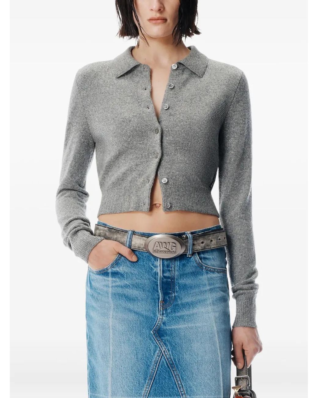 Alexander Wang Gray Embellished Cardigan