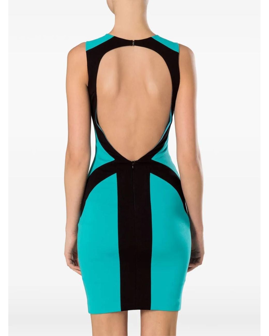 Philipp Plein Blue Cut-Out Mini Dress
