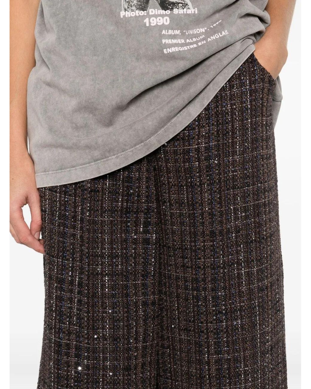 Maje Geruite Flared Broek in het Gray