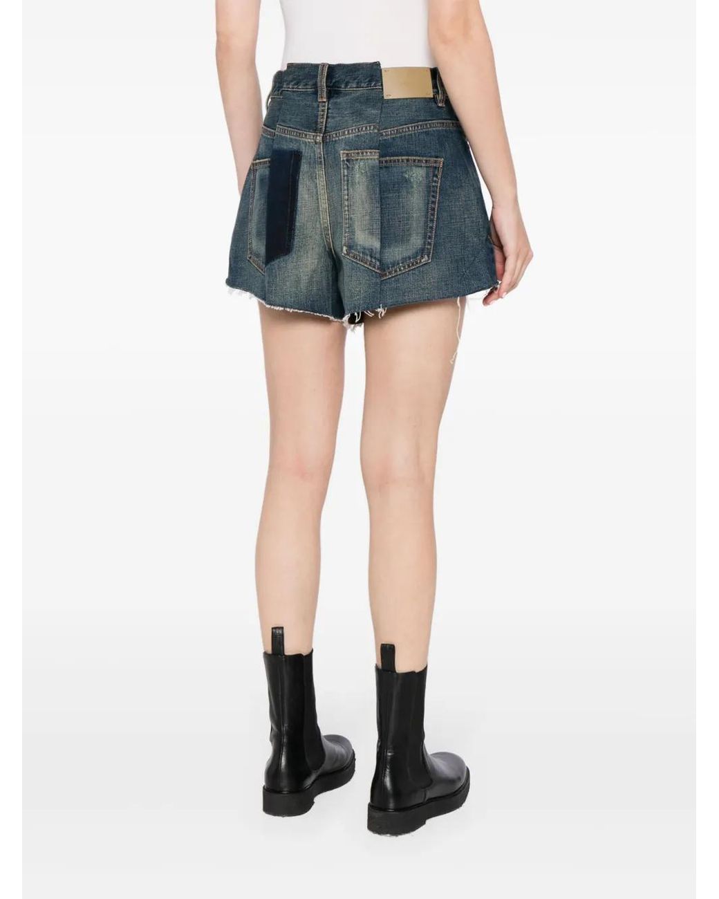 JNBY Blue Logo-Patch Cotton Shorts