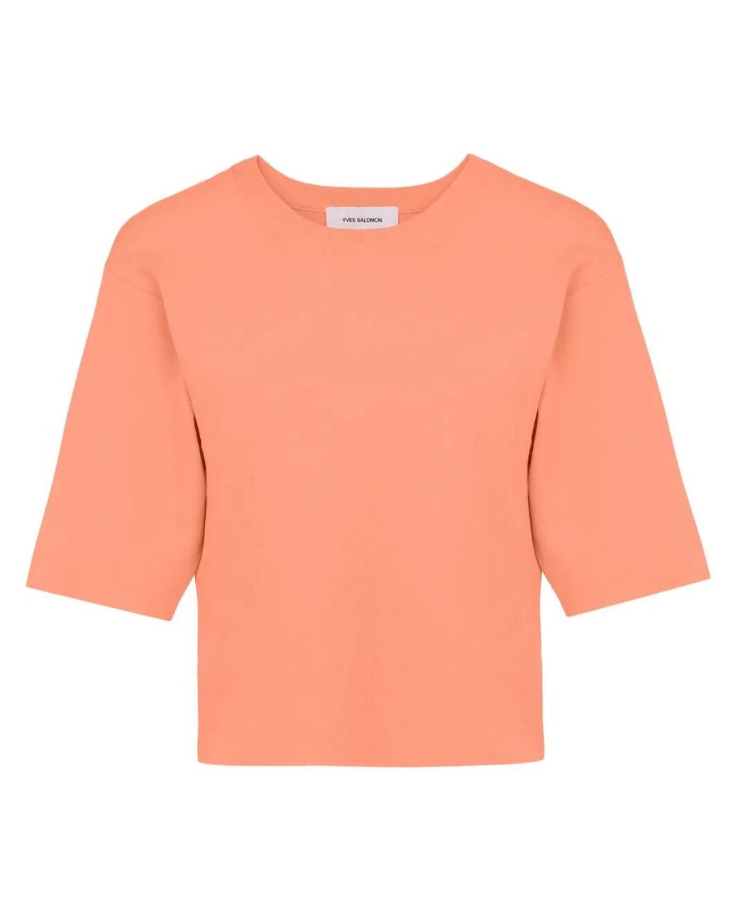 Yves Salomon Orange T-Shirt Crop En Maille