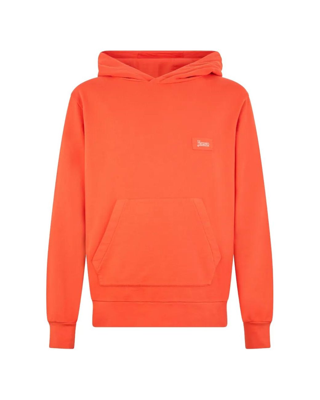 Herno Orange Logo-Patch Hoodie for men