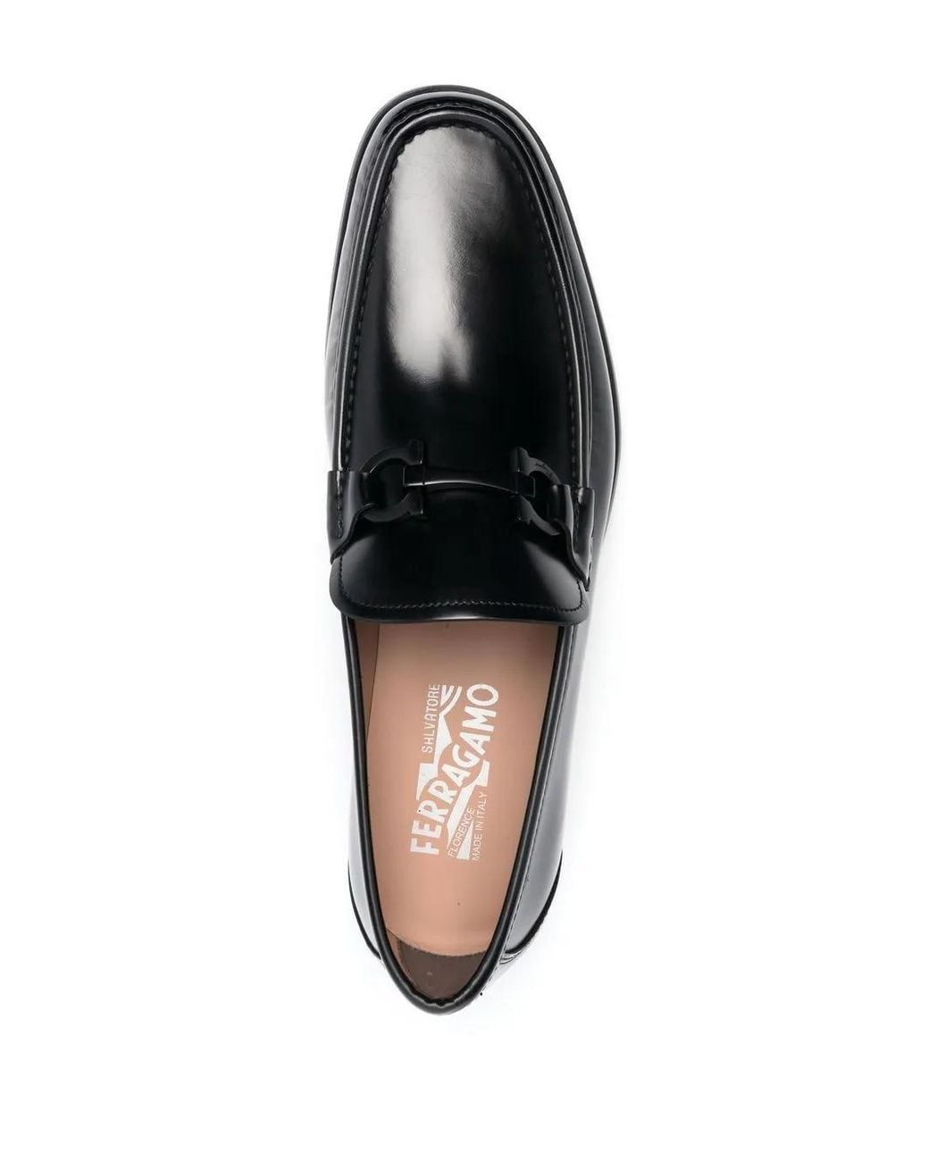 Ferragamo Black Gancini Leather Loafers for men