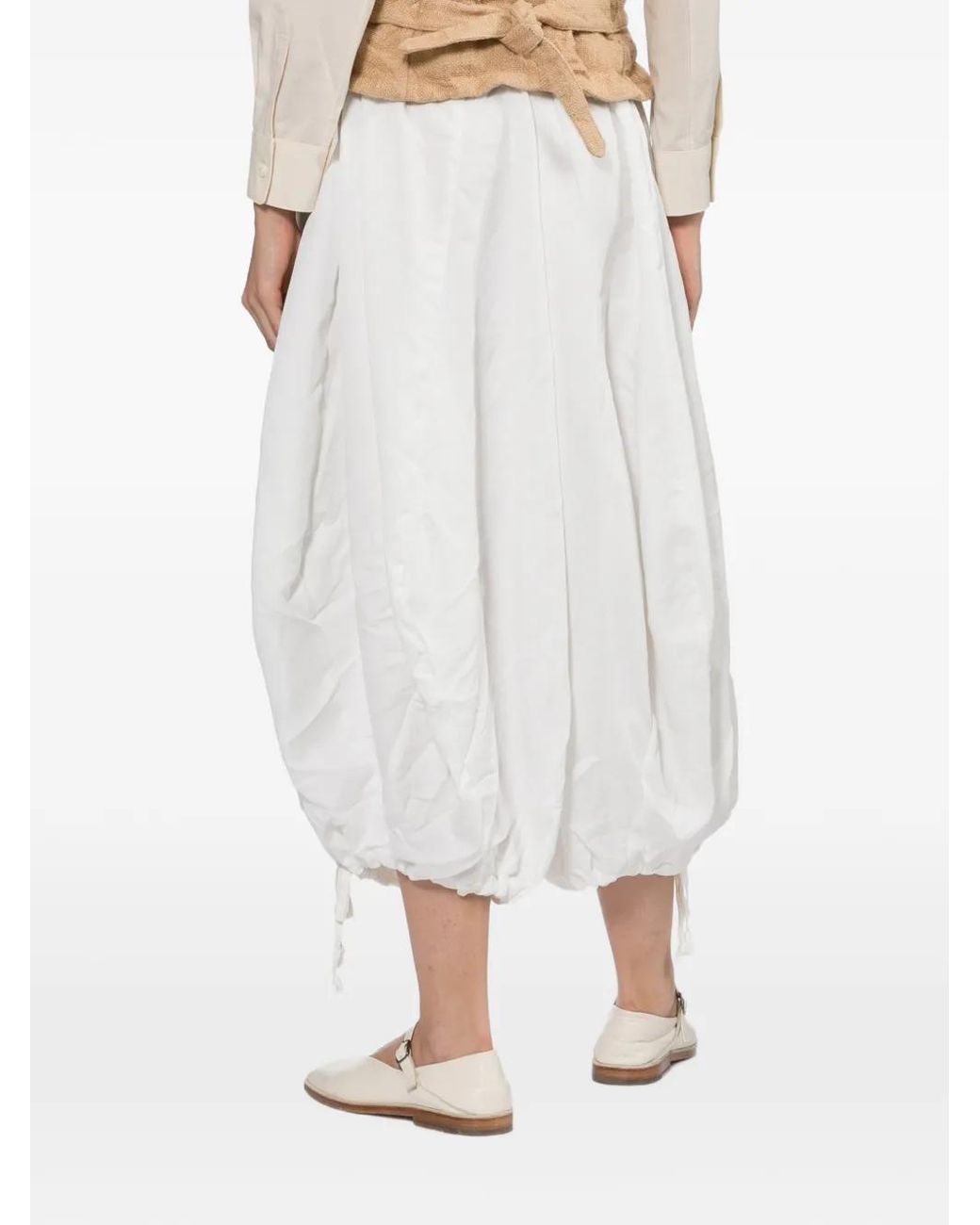 Comme des Garçons White Drawstring-Cuff Balloon Trousers