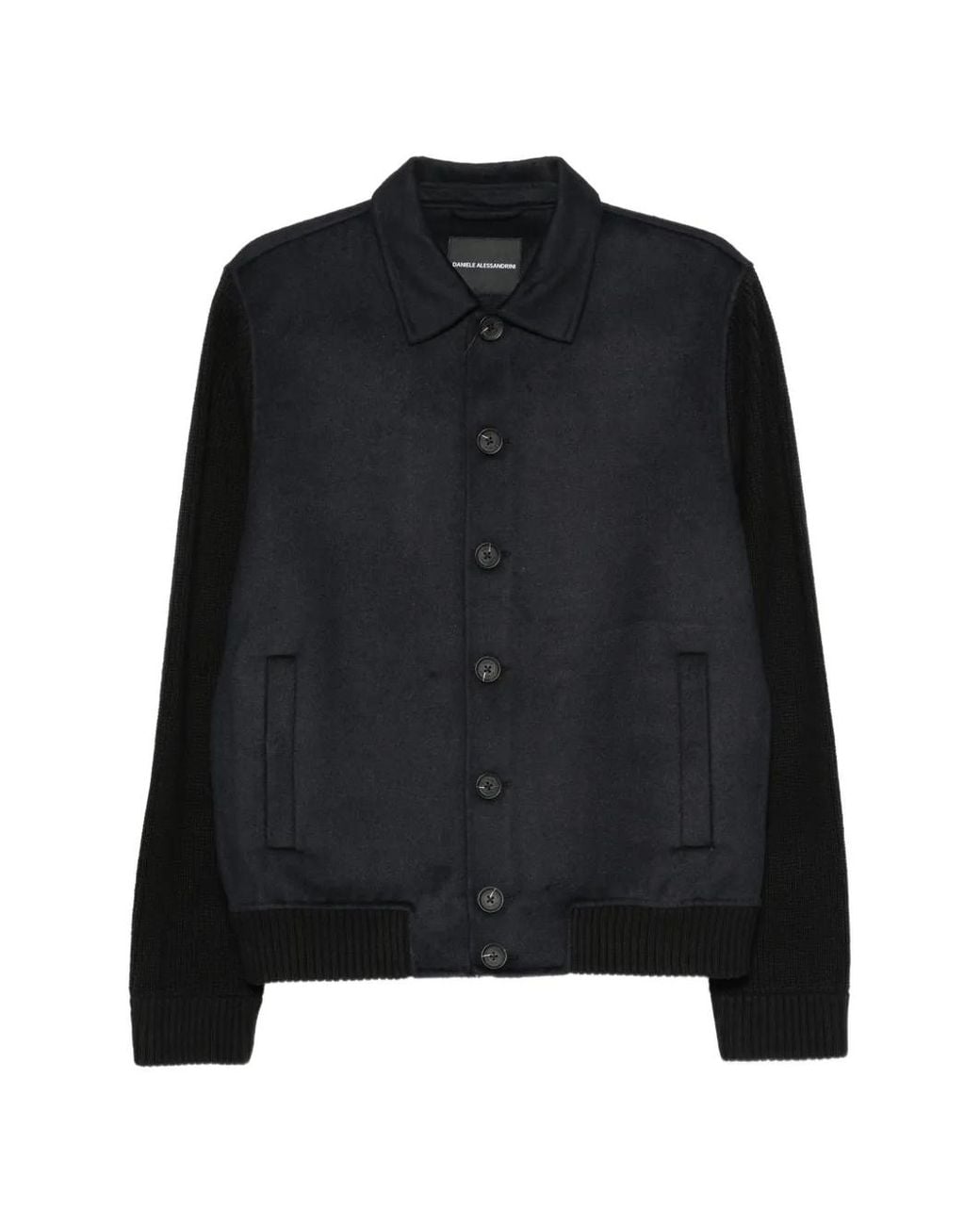 Daniele Alessandrini Black Panelled Knit-Sleeve Jacket for men