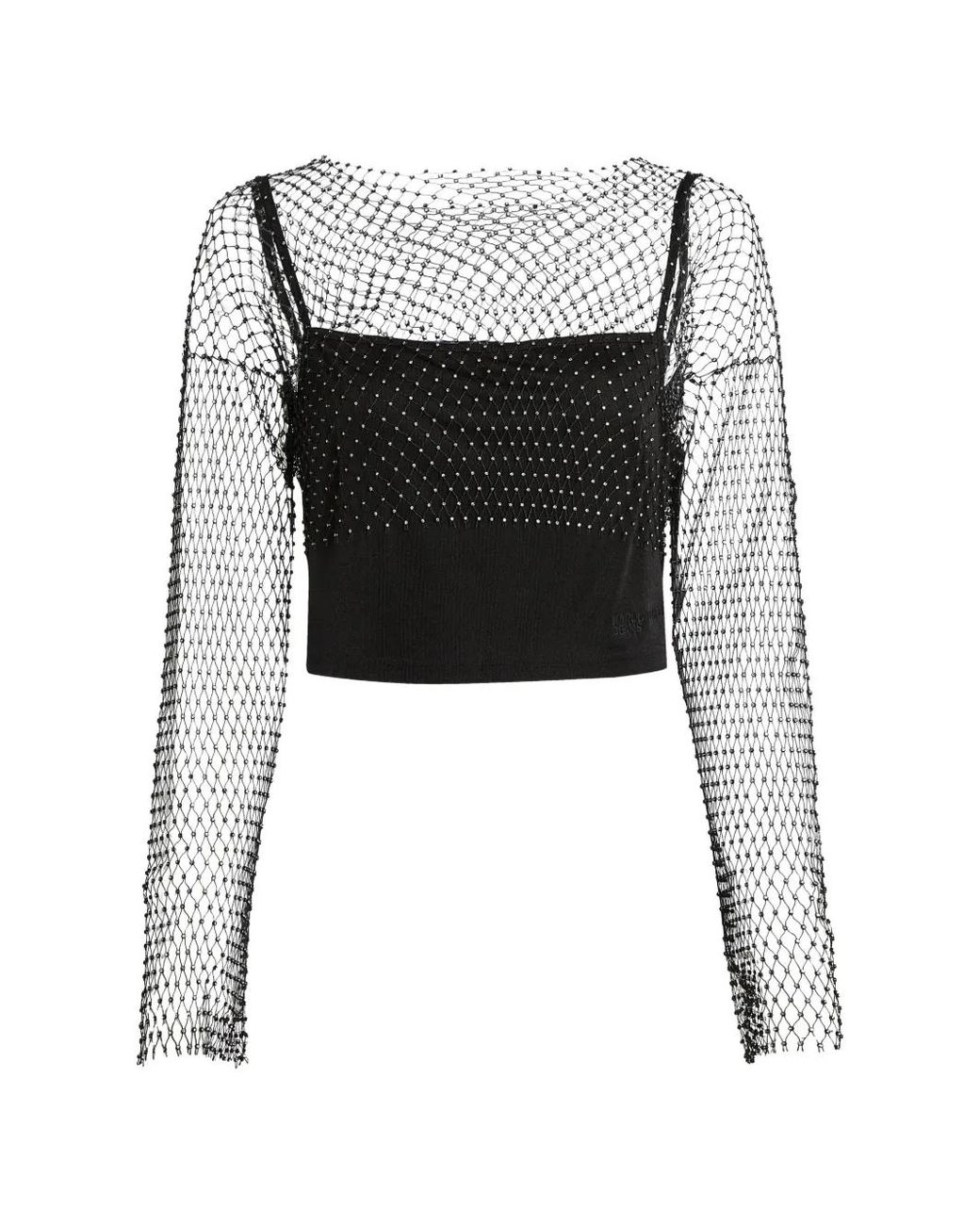 Karl Lagerfeld Black Chainmail Mesh Top