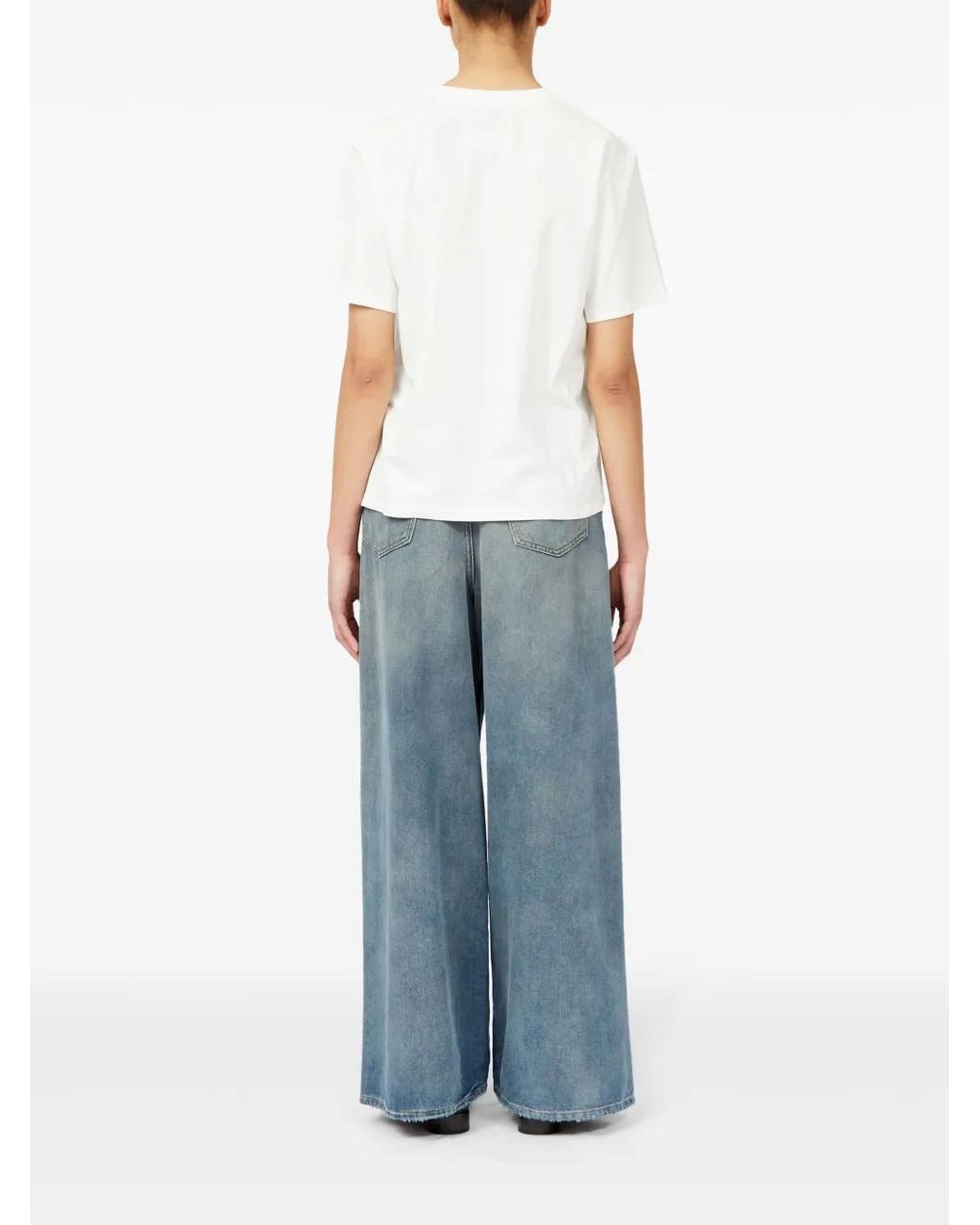 MM6 by Maison Margiela White Crewneck T-Shirt With Logo On The Chest