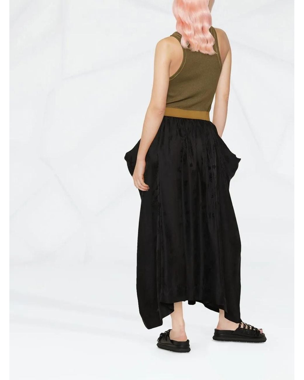 Uma Wang Black Side-Draped Maxi Skirt