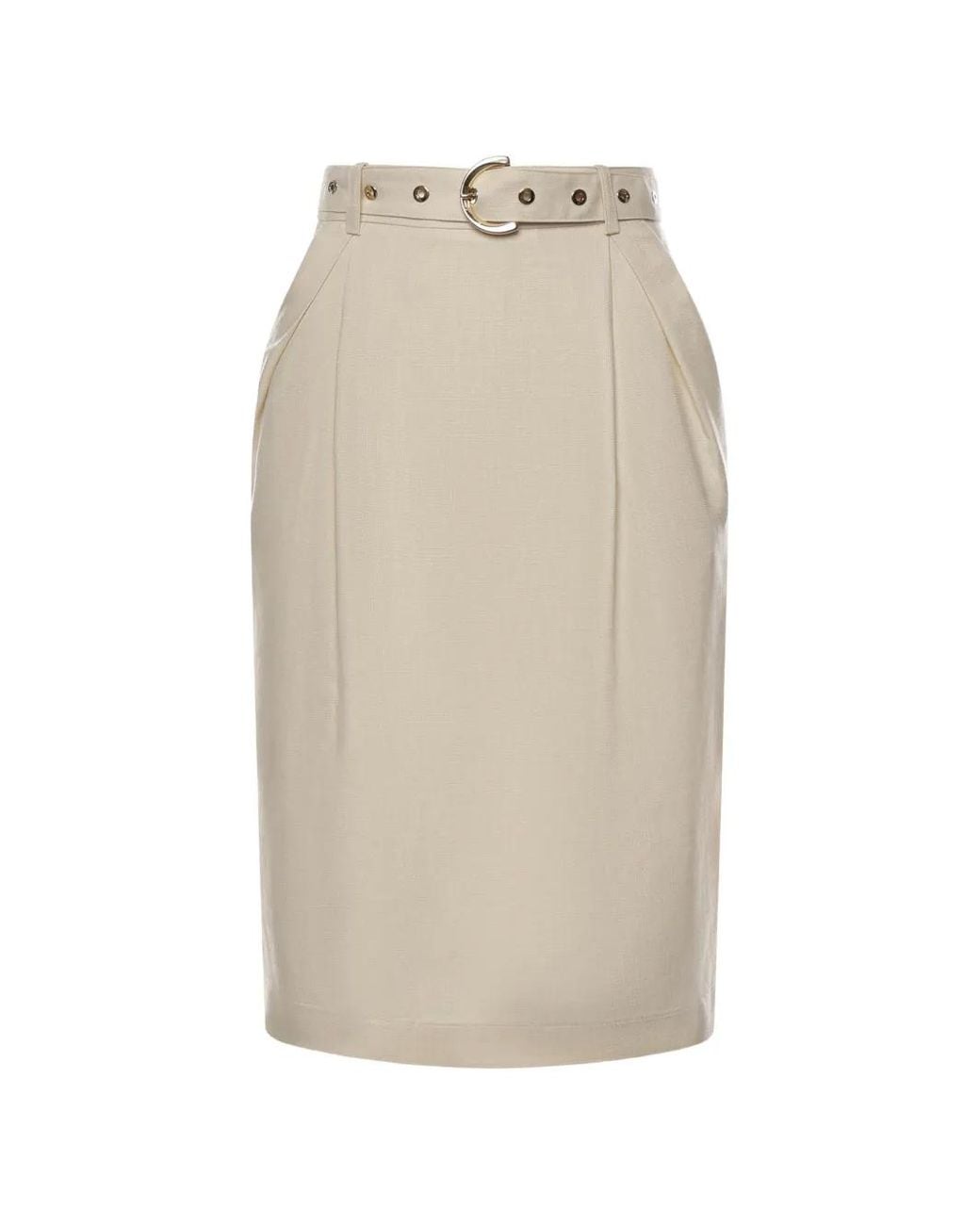 Pinko Natural Belted Midi Skirt