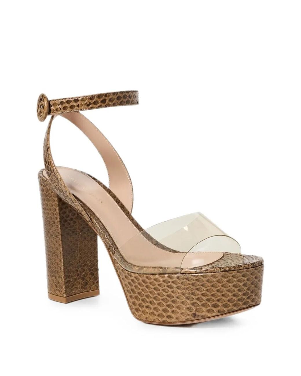 Gianvito Rossi White Maya Snake-Effect Platform Sandals