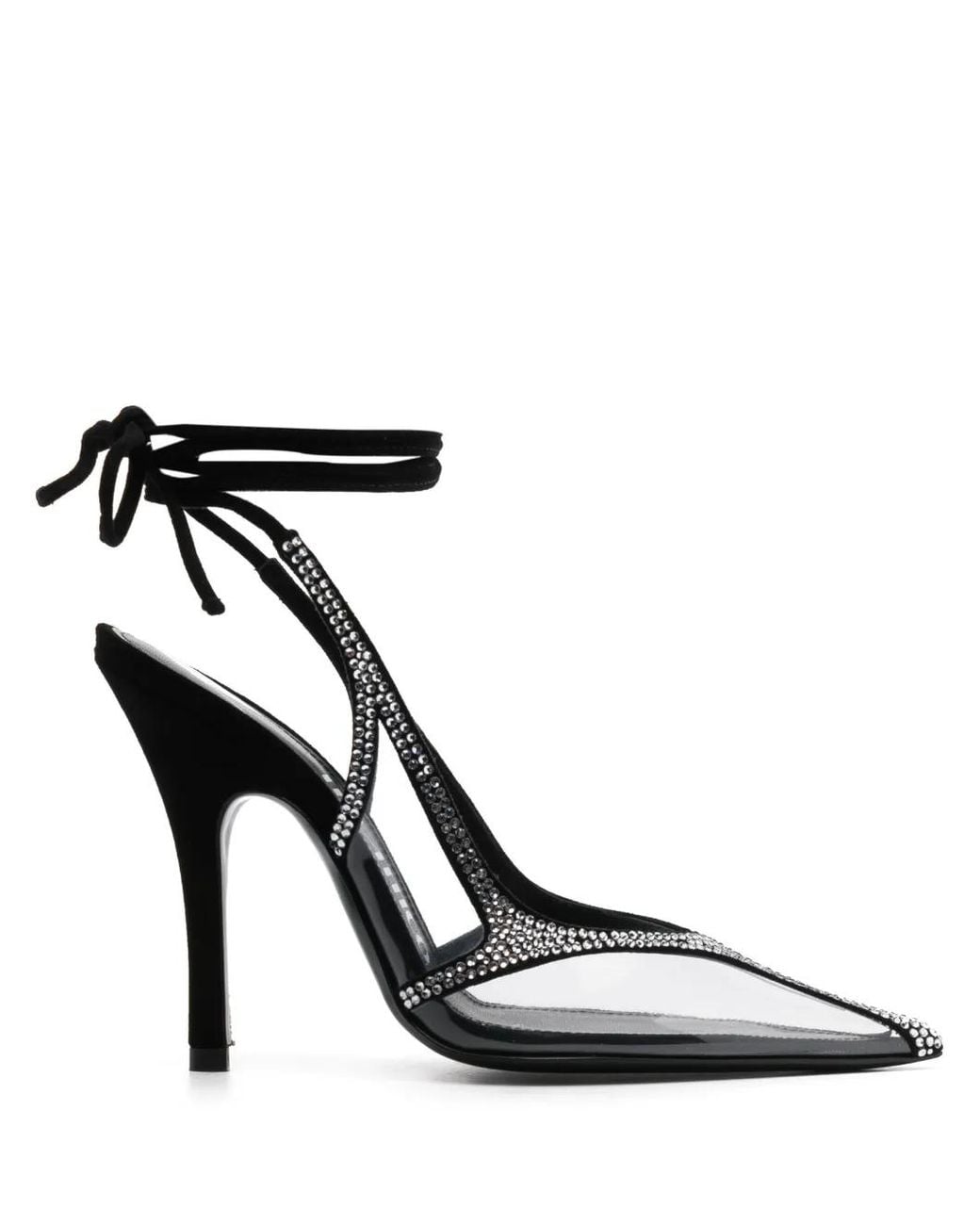 The Attico Black Venus Chrome Slingback Pumps