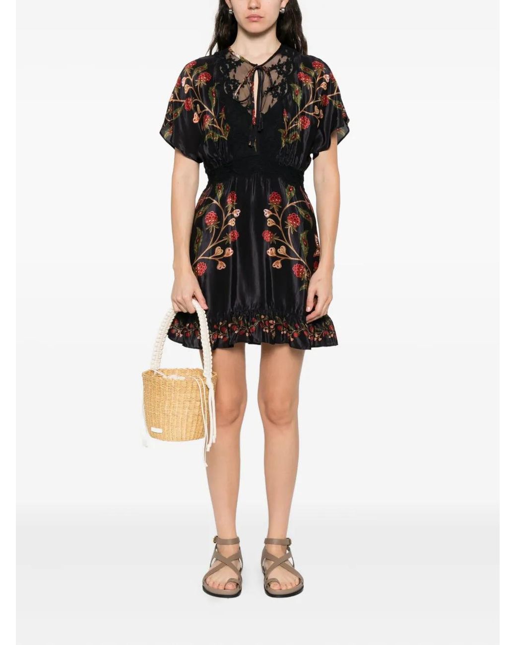 farm rio marvelous garden black mini dress Cream Marvelous Garden Short Sleeve Midi Dress main image 1