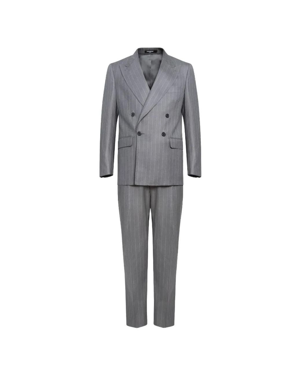 Franzese Collection Gray Pinstripe Double-Breasted Suit for men