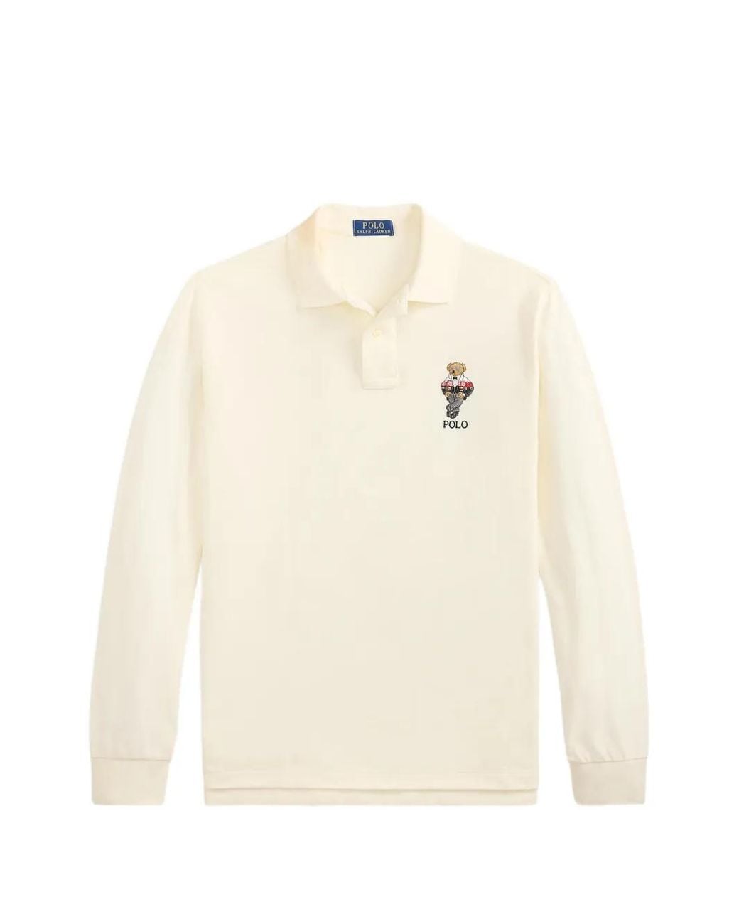 Polo Ralph Lauren White Polo Bear Long-Sleeve Polo Shirt for men