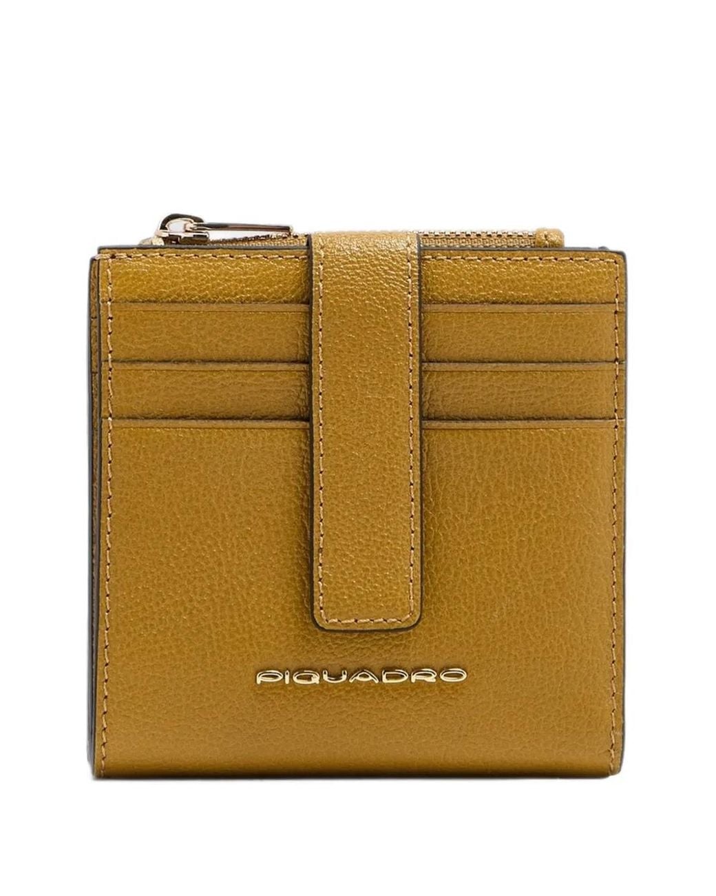 Piquadro Metallic Logo-Plaque Zipped Card Holder