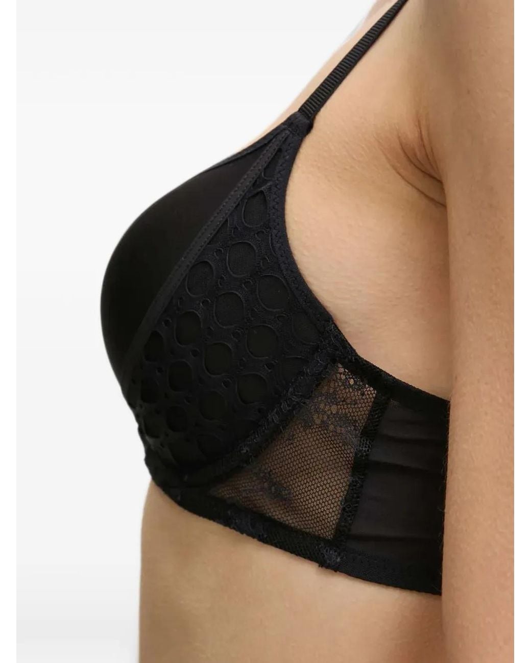 Chantelle Black Lace-Trim Push-Up Bra