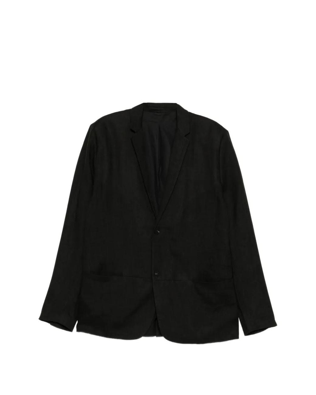 Label Under Construction Black Buttoned Front-Pocket Blazer for men