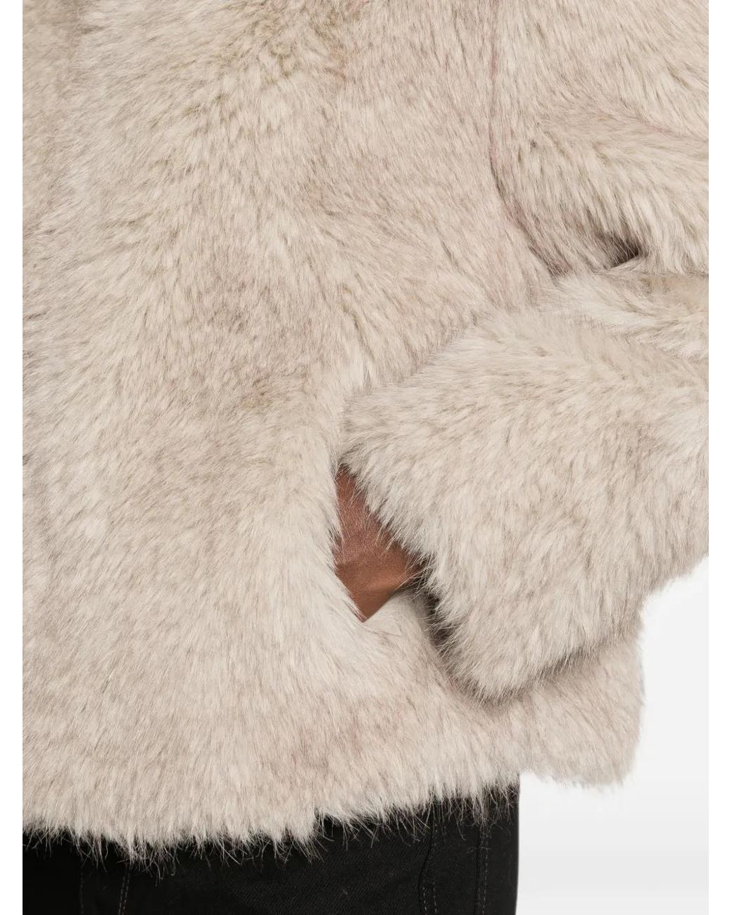 Marc Cain Natural Faux-Fur Funnel-Neck Jacket