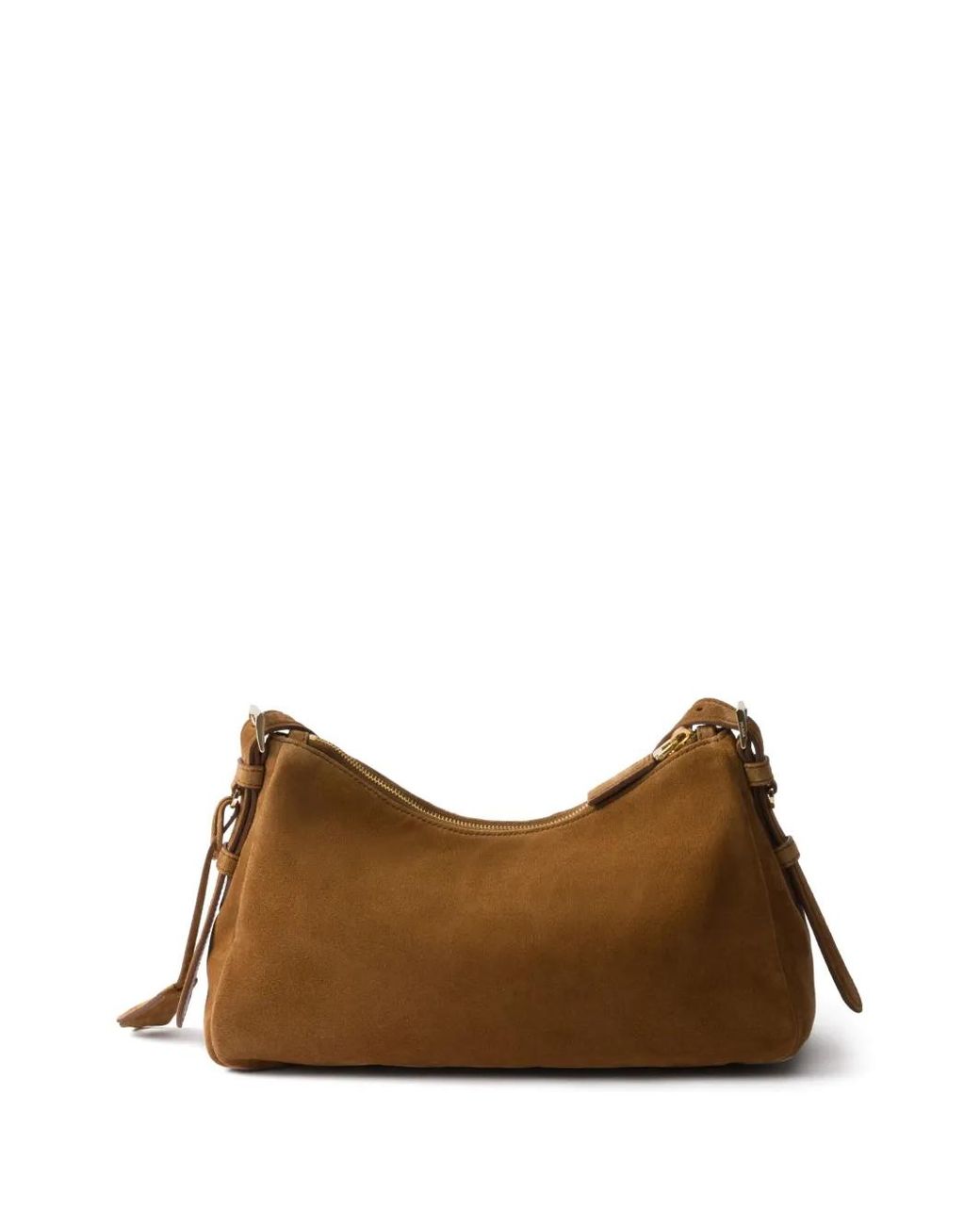 Prada Brown Aimee Large Suede Shoulder Bag