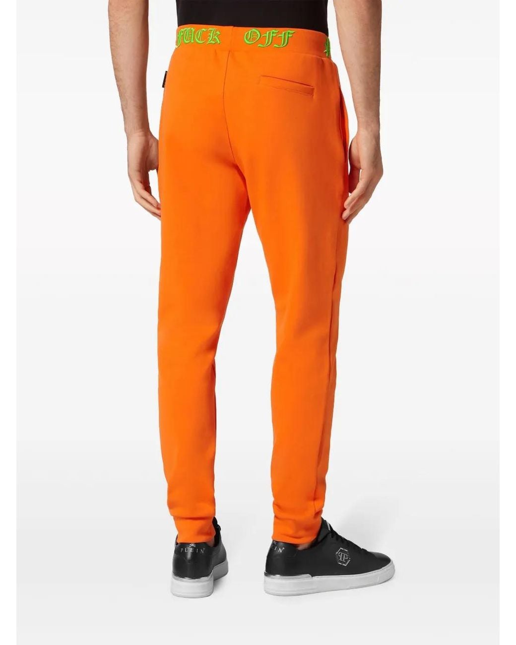 Philipp Plein Orange Pantalon De Jogging Skull And Bones À Taille Logo for men