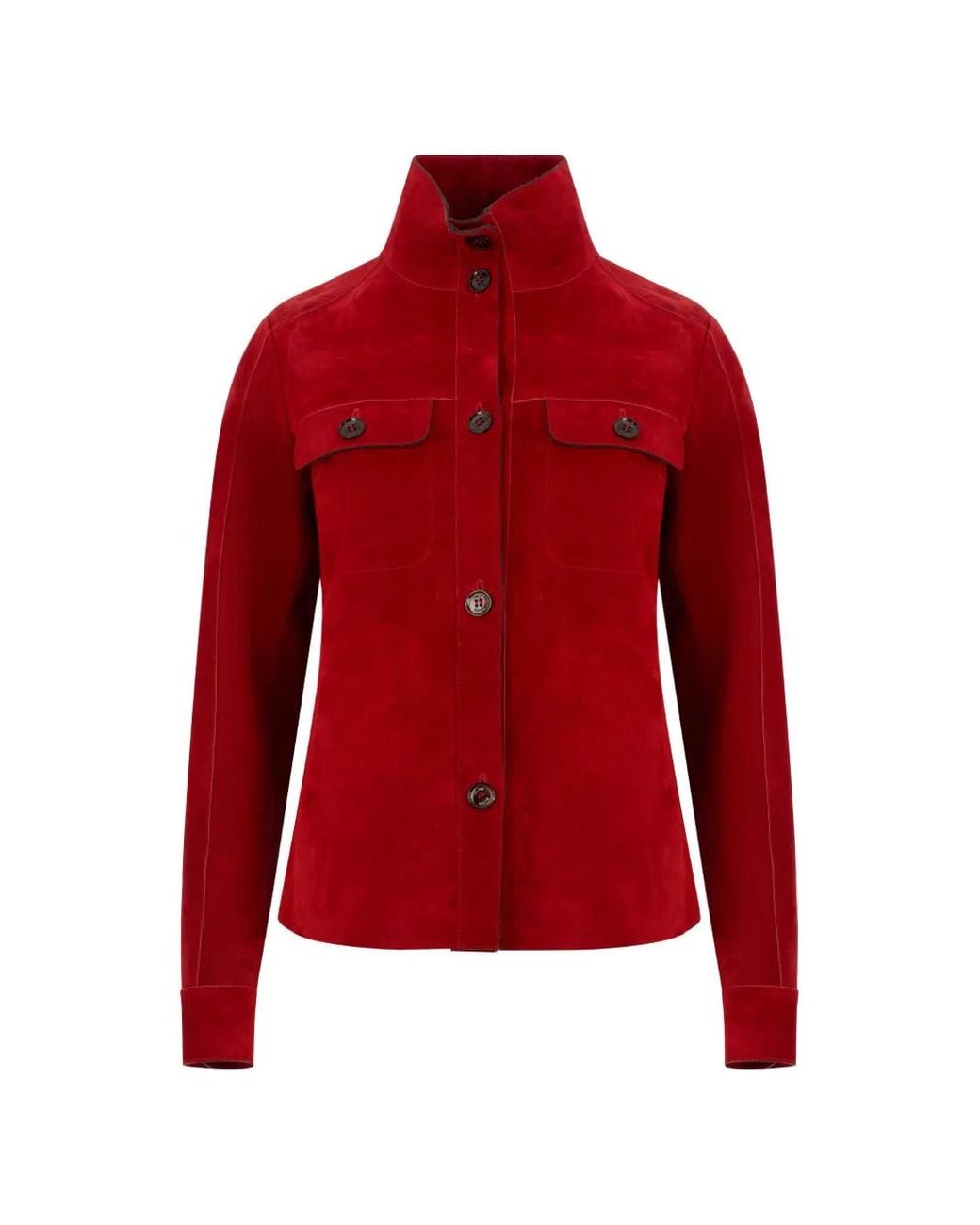 Moorer Red Flomena-P High-Neck Suede Jacket