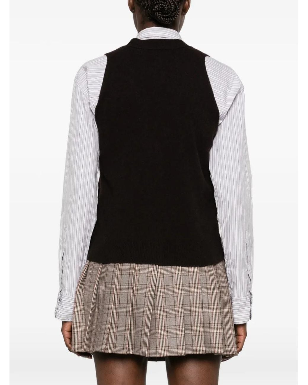 Vanisé Black Button-Up V-Neck Vest